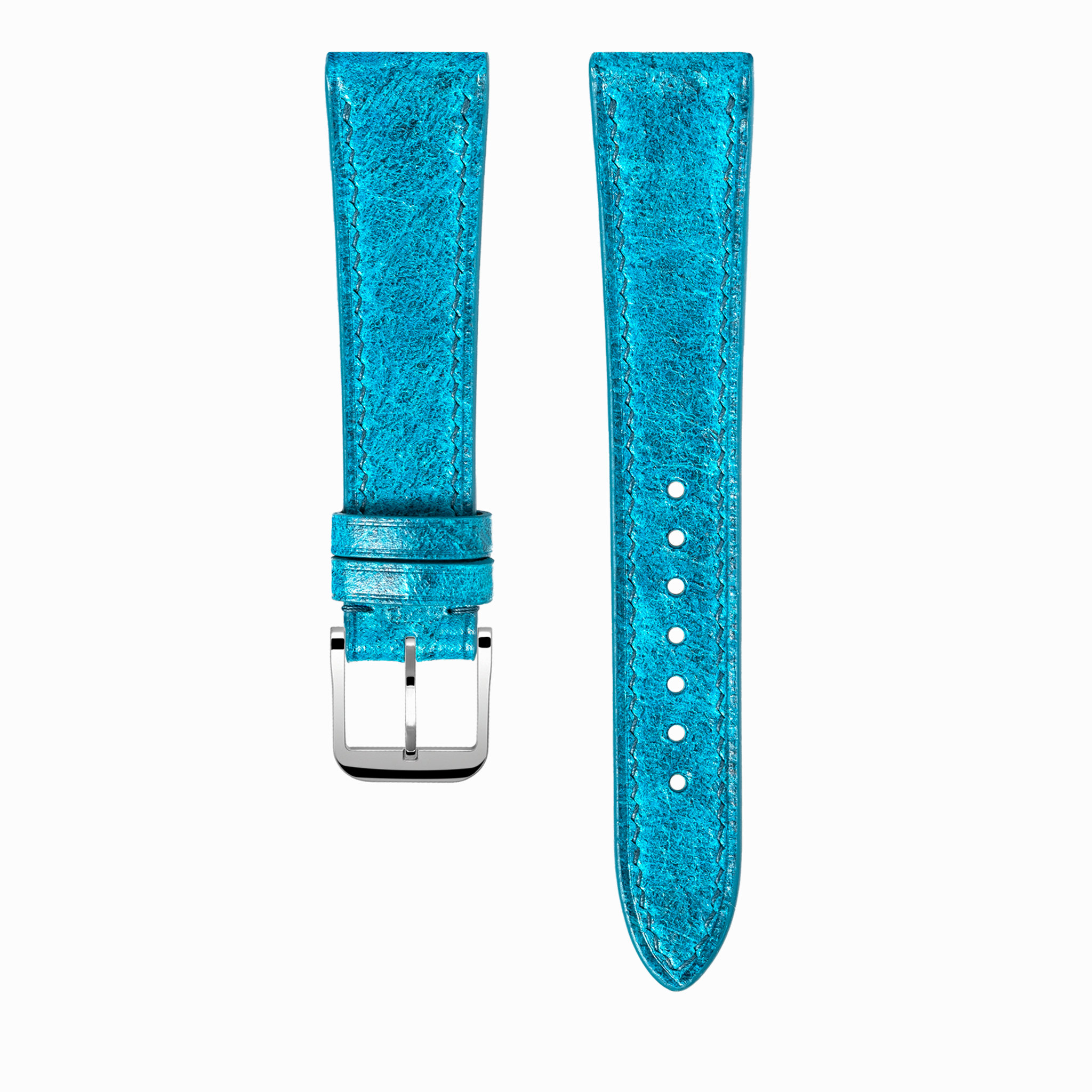 "Lagoon" Watch Strap in Crazy Cow // Bondi Blue