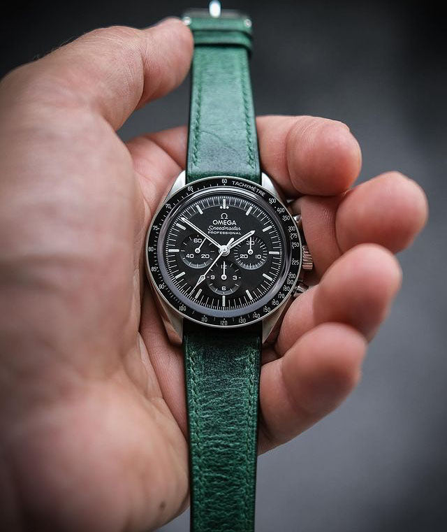 "Lagoon" Watch Strap in Crazy Cow // Pineneedle