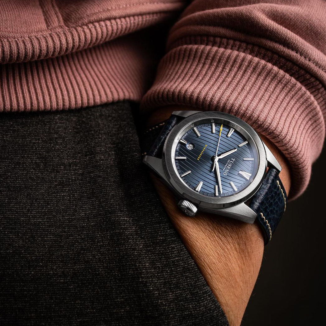 "Lagoon" Watch Strap in Dollaro // Oxford Blue