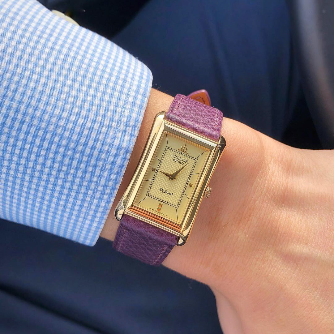 "Lagoon" Watch Strap in Pioneer Hatch Grain // Violet