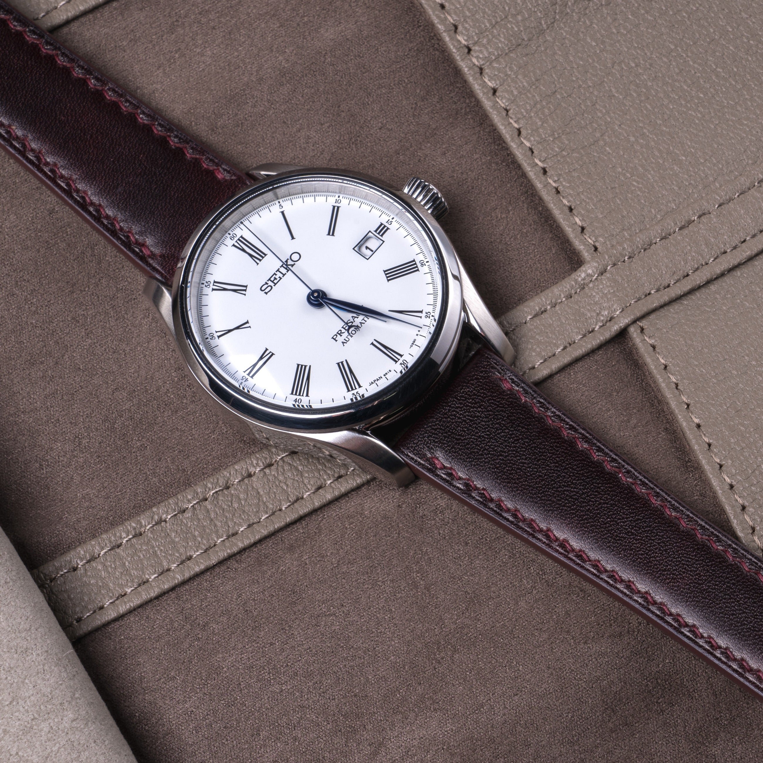 "Lagoon" Watch Strap in Museum Calf // Oxblood